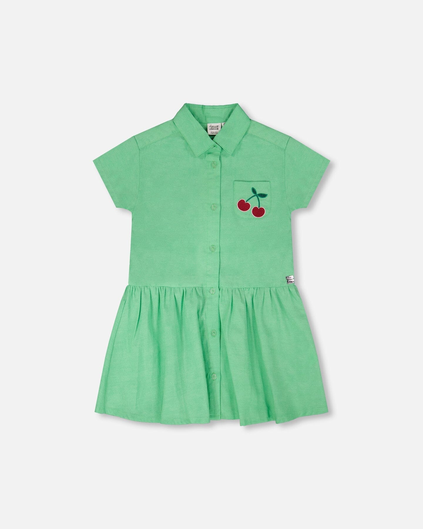 Cotton Shirt Dress With Embroidery Green