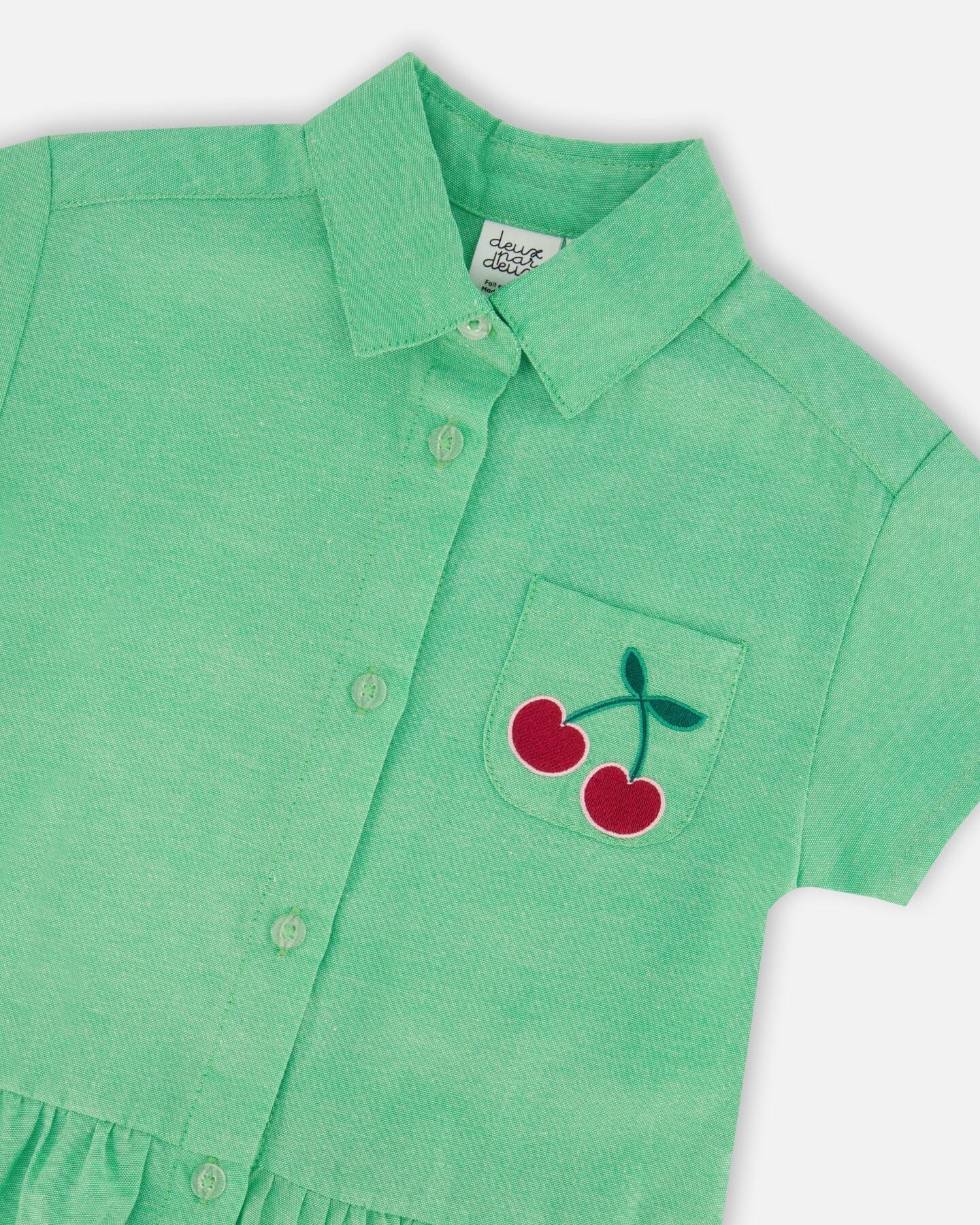 Cotton Shirt Dress With Embroidery Green